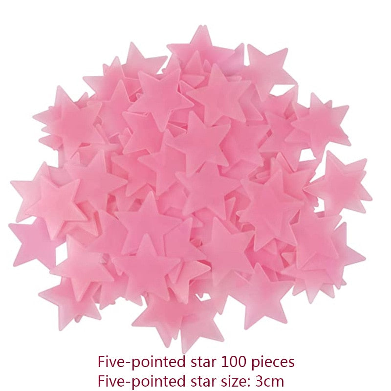 100pc 3D Glow Star Stickers